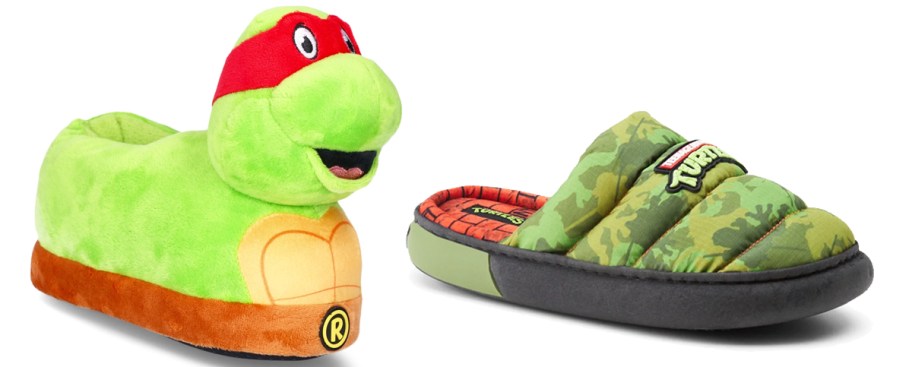 two Teenage Mutant Ninja Turtles slippers