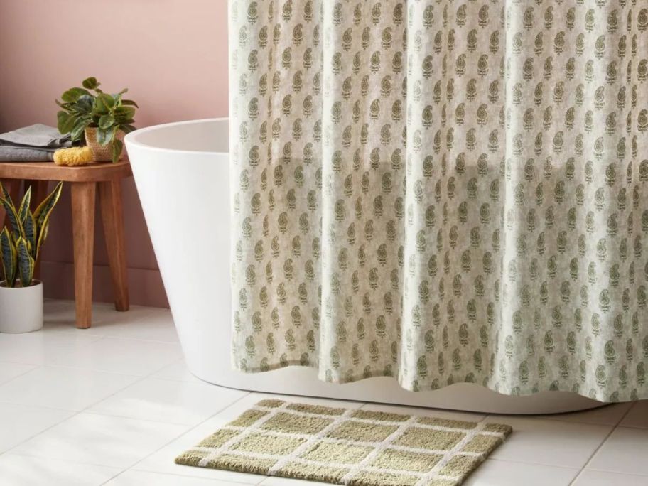 Threshold 14-Piece Traditional Shower Curtain Set in bathroom