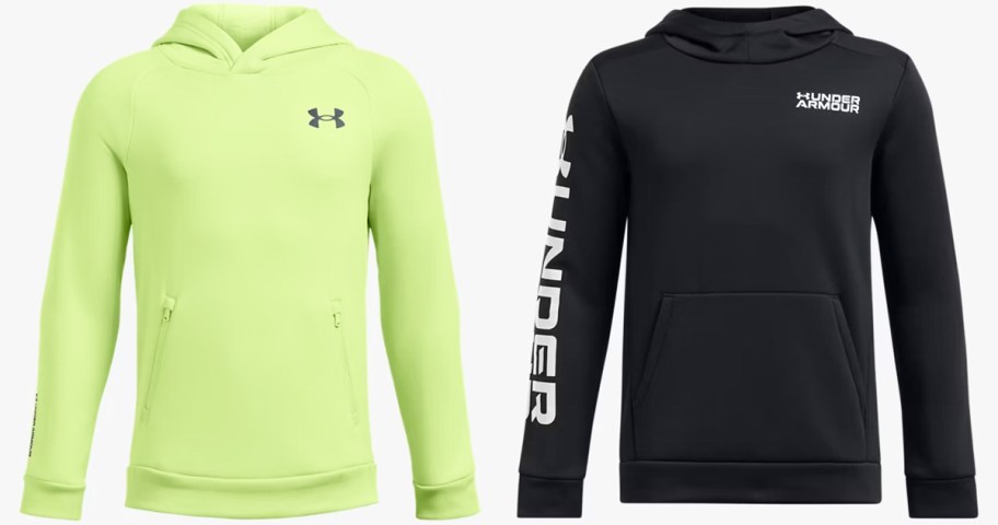 bright green and black under armour hoodies