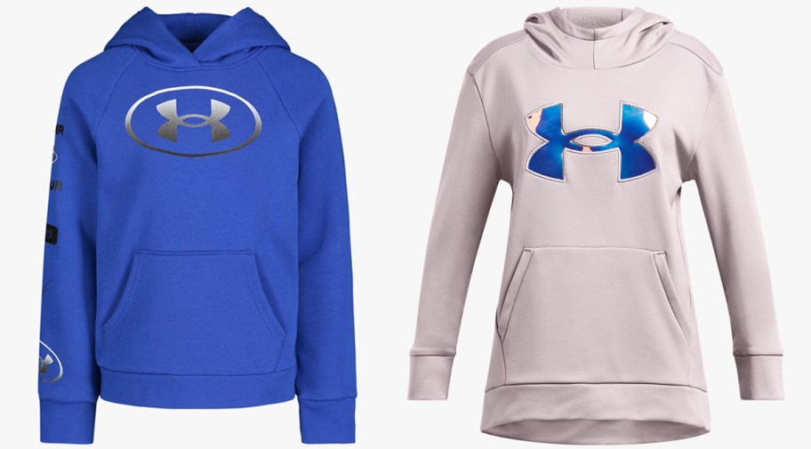 blue and grey under armour hoodies