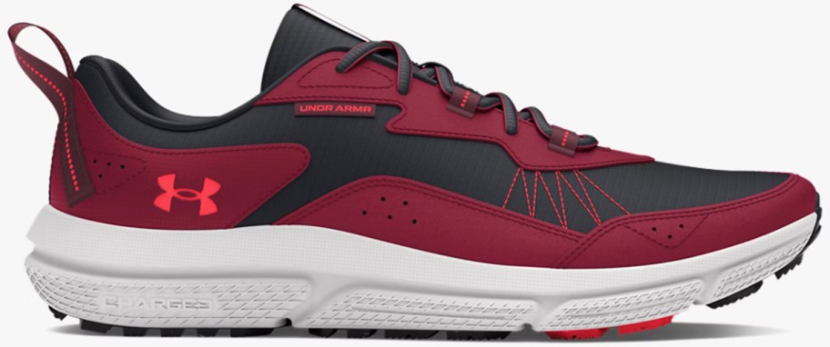 red and black under armour running shoe