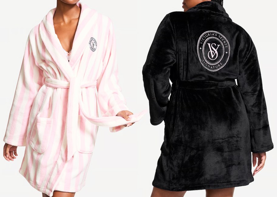 two models in victorais secret robes
