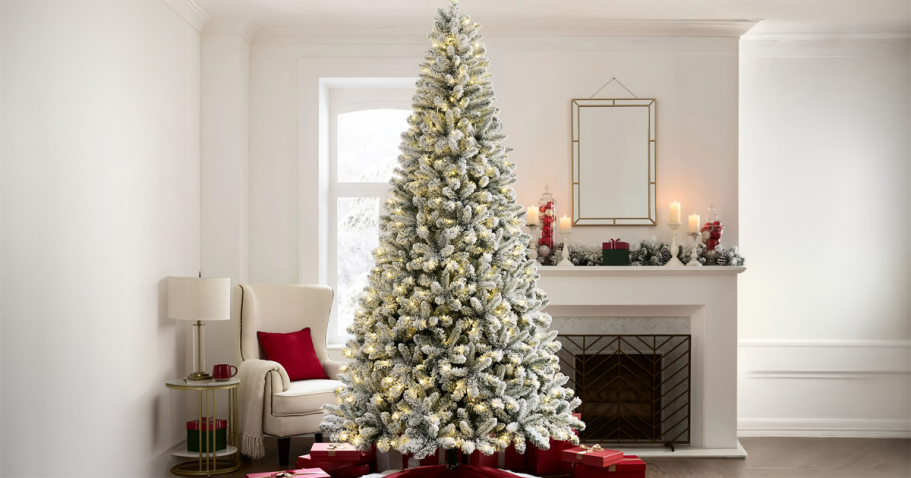 Walmart Christmas Tree Clearance | 9′ Pre-Lit Flocked Pine Just $99 Shipped (Reg. $292)