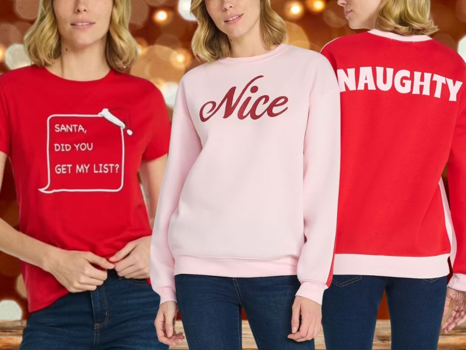 NEW Walmart Christmas Clothing from $5.48 | Festive Tees, Sweatshirts, & More