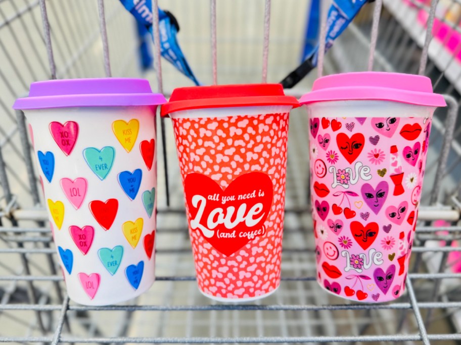 Way To Celebrate Valentine's Day Candy Hearts Ceramic Tumbler