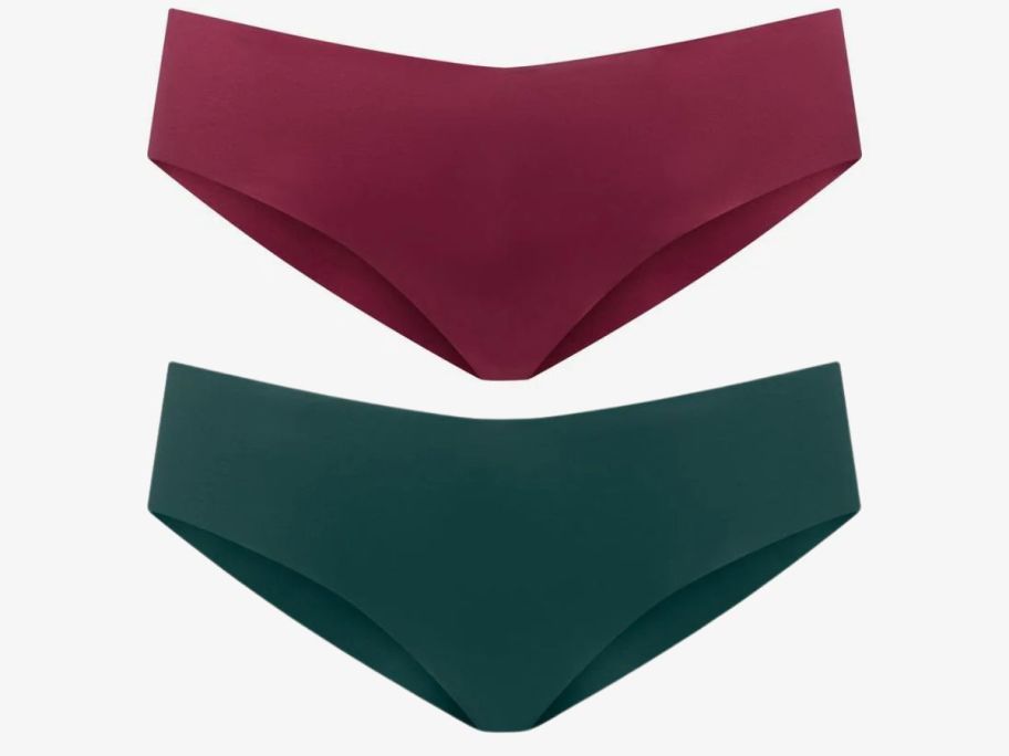 2 pairs of women's underwear in red and green