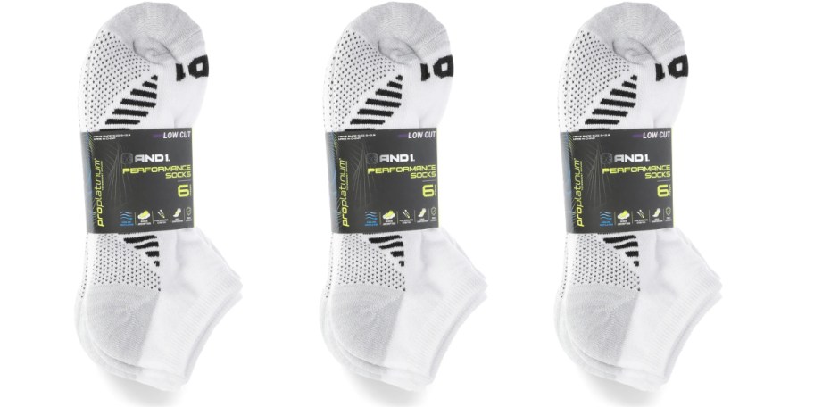 three 6 packs of and-1 socks