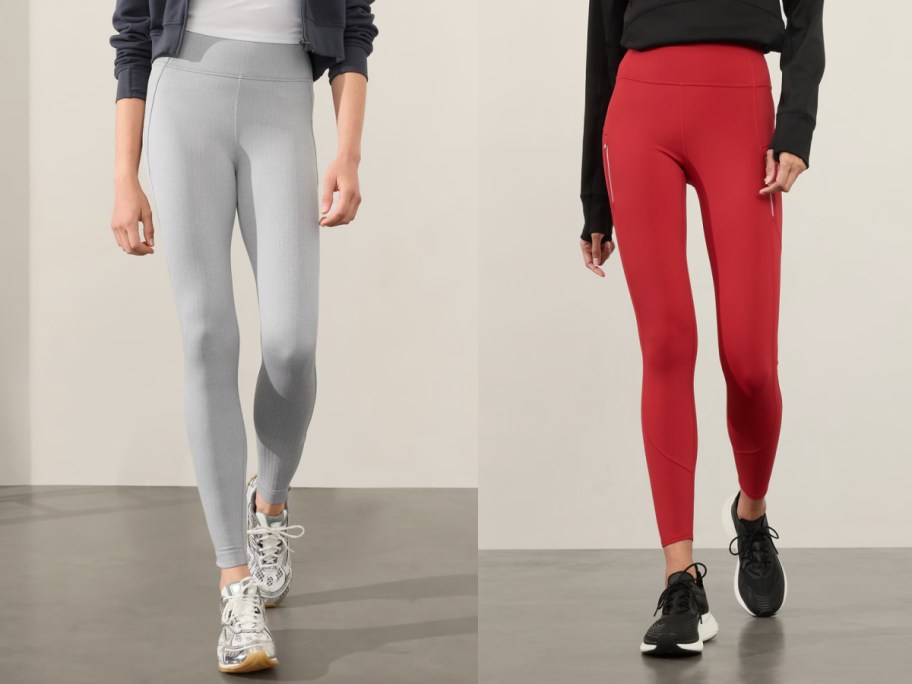 red and grey leggings