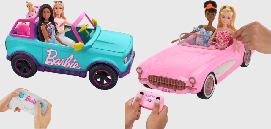 two rc barbie vehicles with dolls