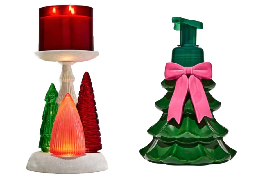 light up candle holder and christmas tree soap dispenser