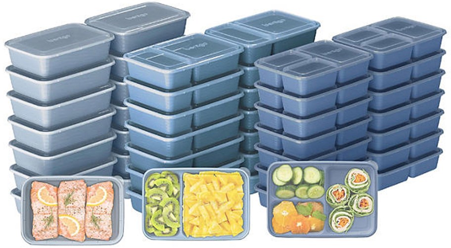 blue meal prep containers stacked