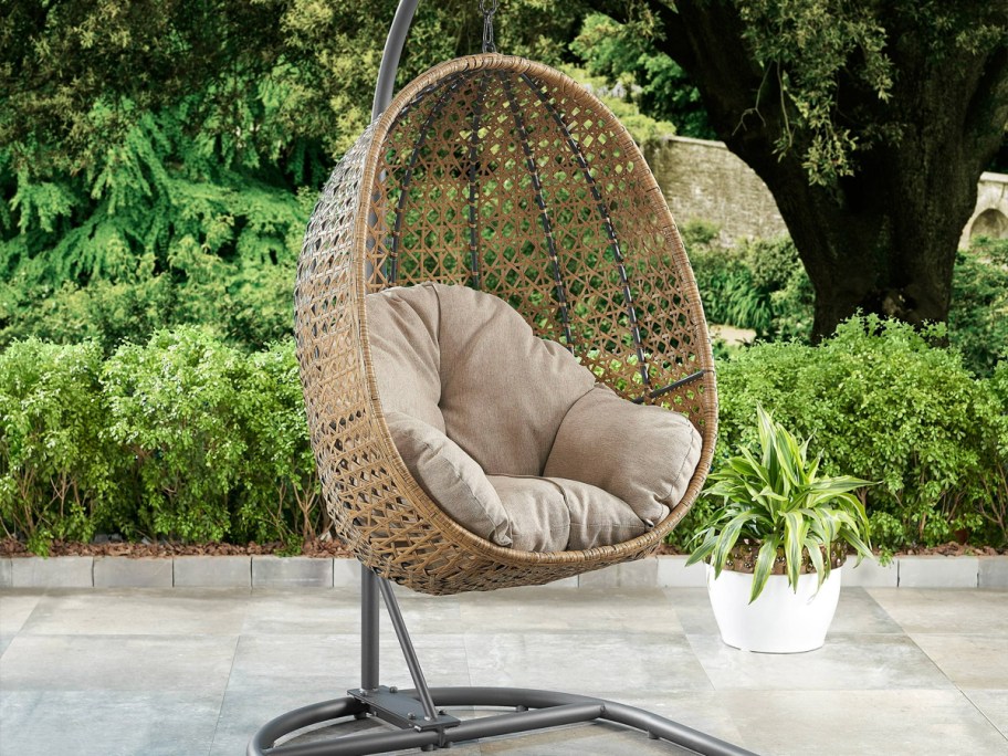 egg chair outdoors