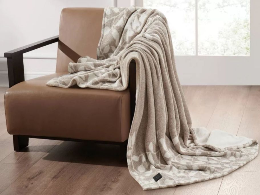 brookstone heated throw on chair