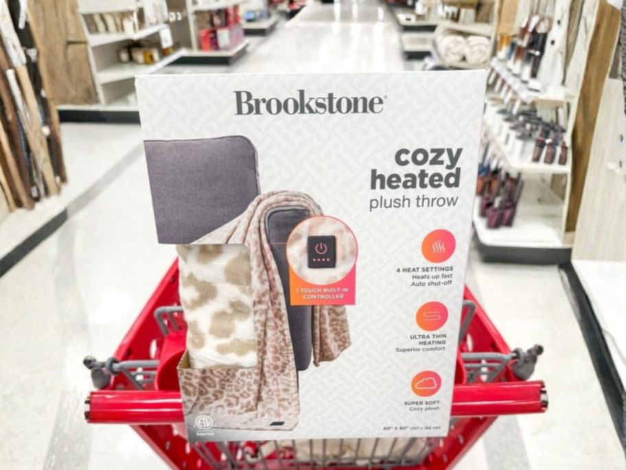 brookstone heated throw box in cart in store