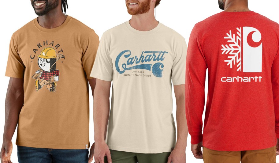 three mens carhartt tees