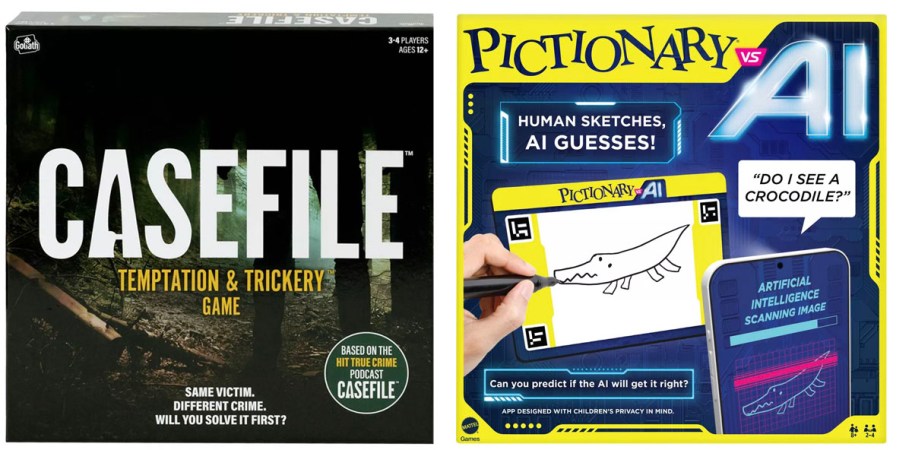 casefile and pictionary board game 