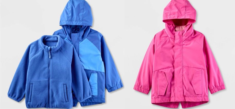 two toddler 3 in 1 jackets stock image