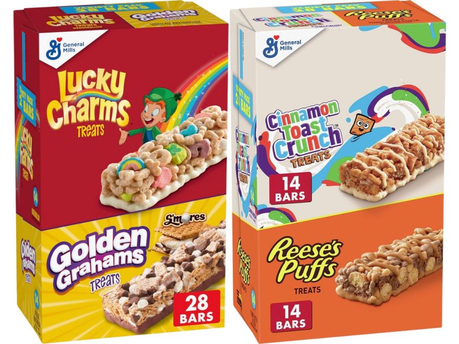 two 28 count cereal bar variety packs stock images