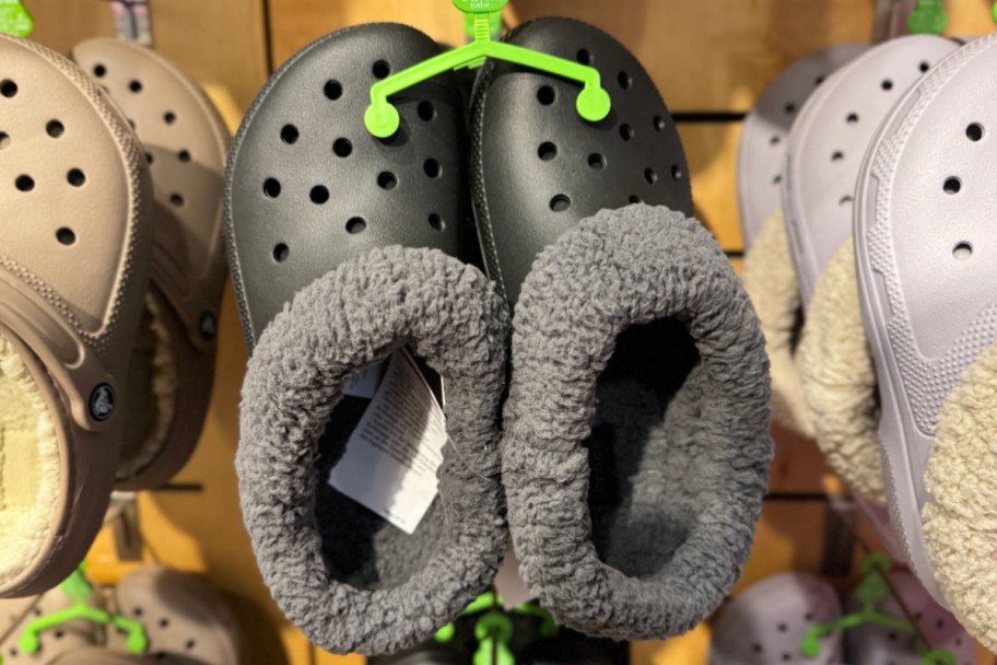 black blitzen lined crocs in store