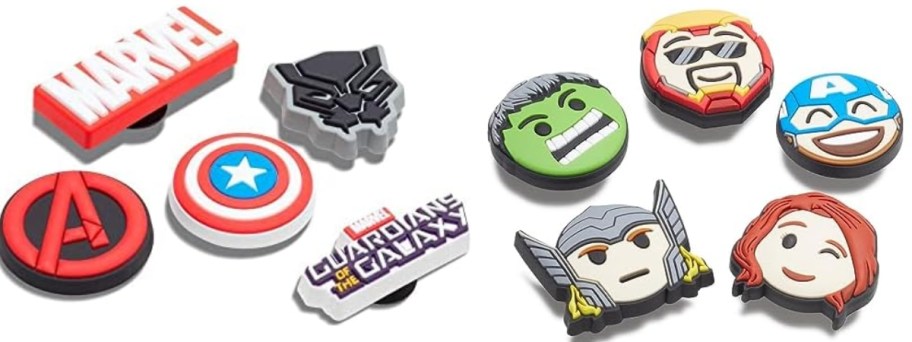 Crocs Jibbitz shoe charms packs with Marvel and Marvel Avenger characters