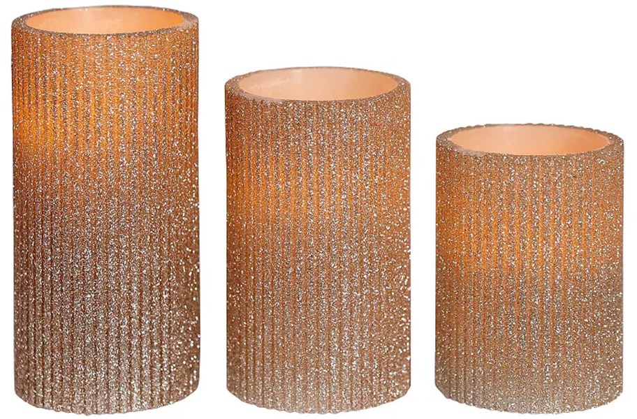 3 glitter candles