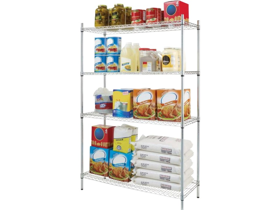 four piece shelving with items on it-2