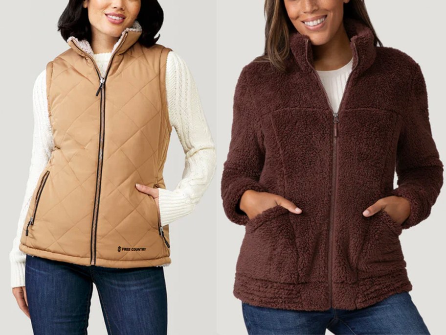 women wearing brown vest and jacket 