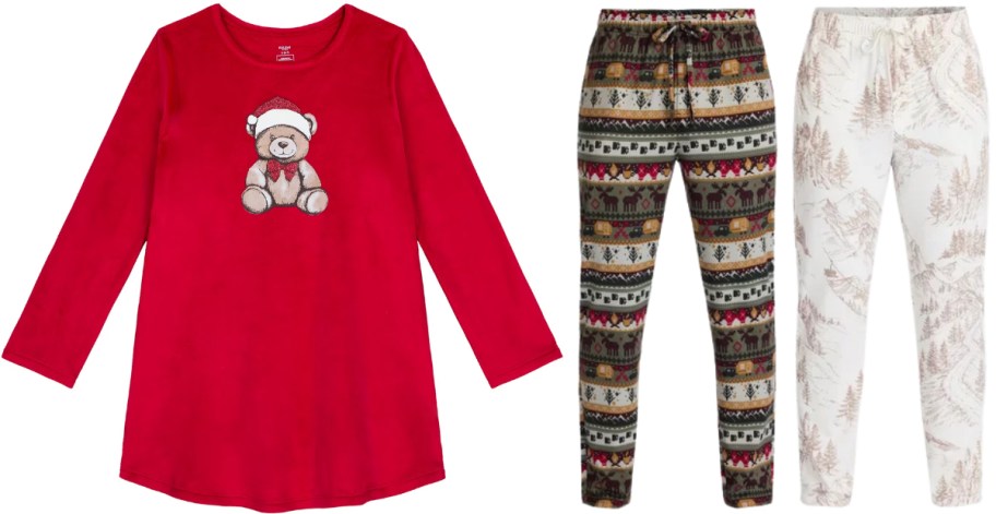 girls sleep shirt and mens pajama pants