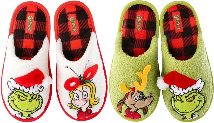 grinch holiday sherpa scuff slippers