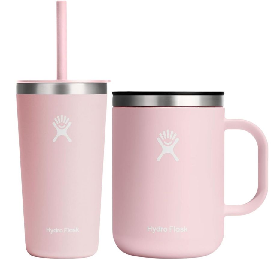 a hydroflask 20 ounce tumbler shown with 24oz mug