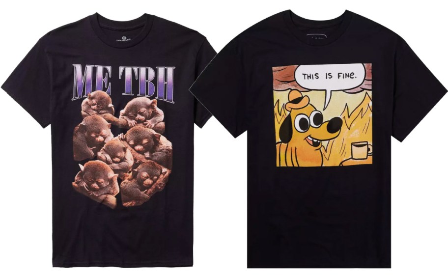 two black graphic tees