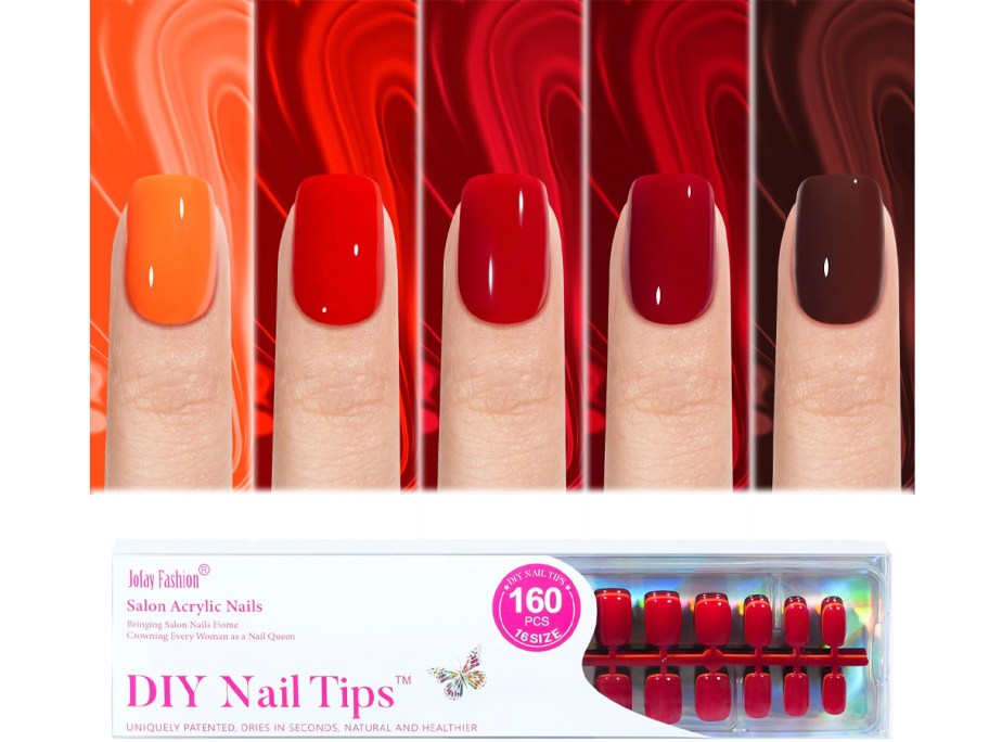 nails with different colors and nail kit below 