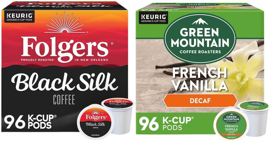 folgers and green mountain k-cup boxes