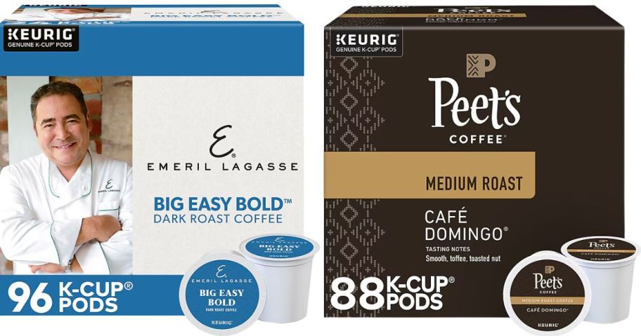 box of Emeril and Peetes coffe k-cups