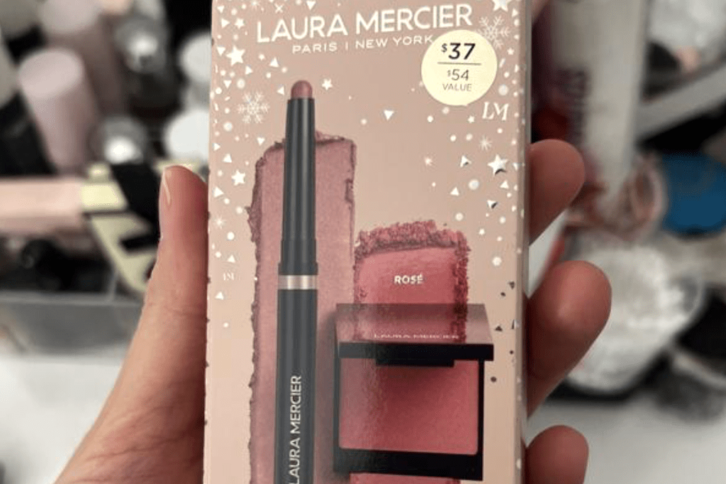 holding Laura Mercier gift set 