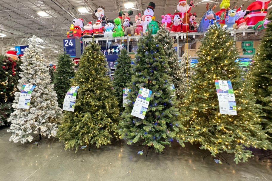 artificial trees in store at lowes