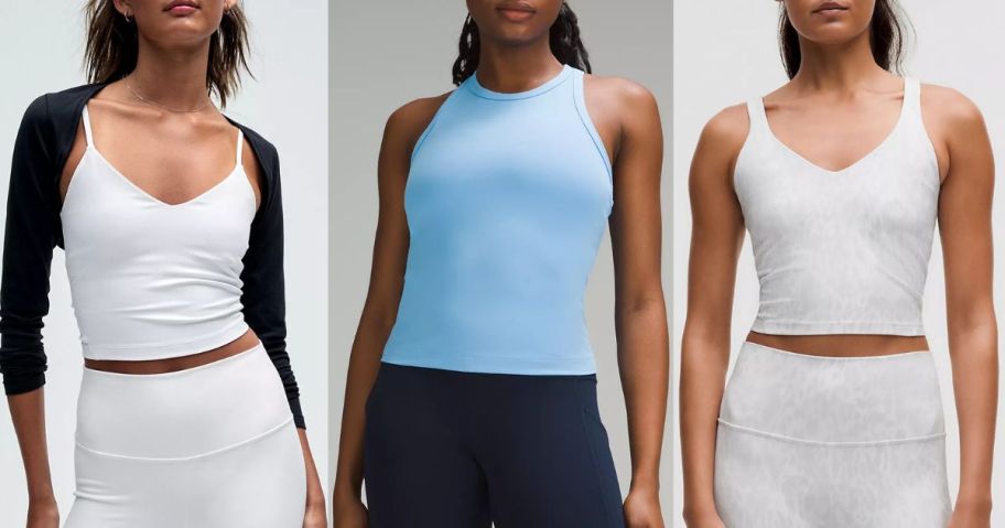 3 stock images of lululemon women's align tank tops