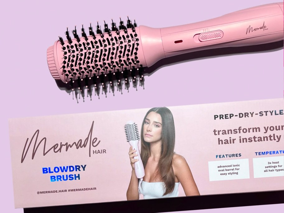 mermade blowdry brush on table with box