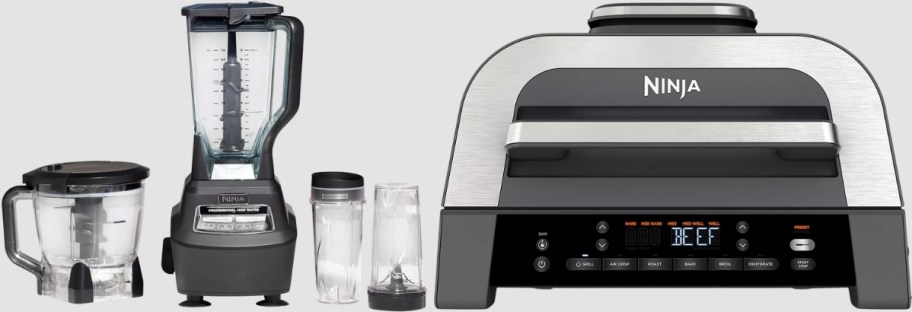 a blender set and a an arifryer