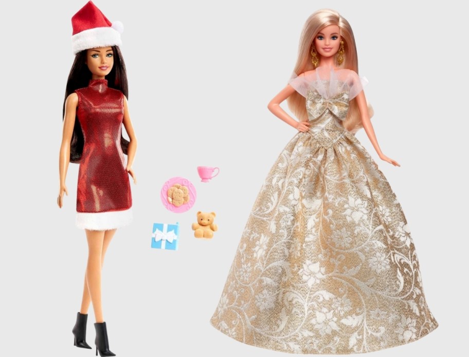 santa barbie and holiday barbie
