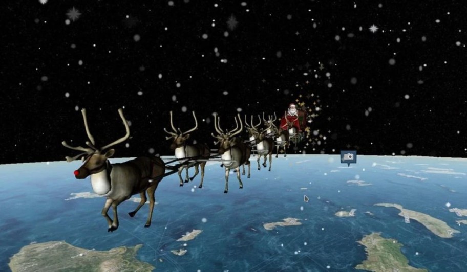 santa sleigh in sky