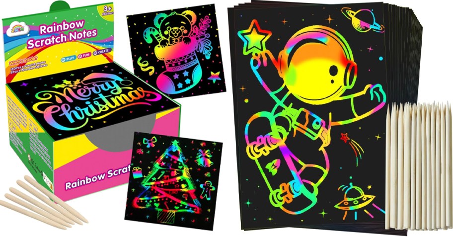 two scratch art sets 