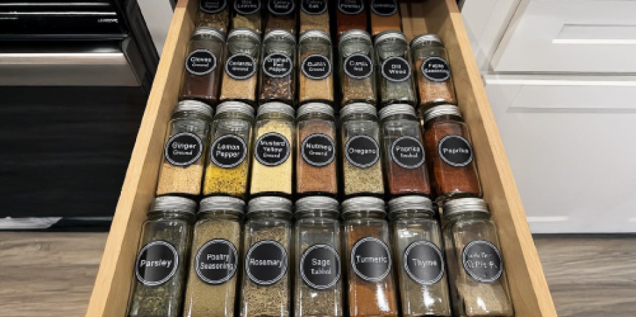 Highly-Rated Spice Rack Organizer w/ 28 Jars & Labels Just $26 on Amazon