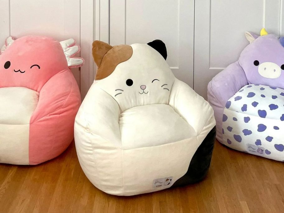 3 squishmallowsx beanbag chairs