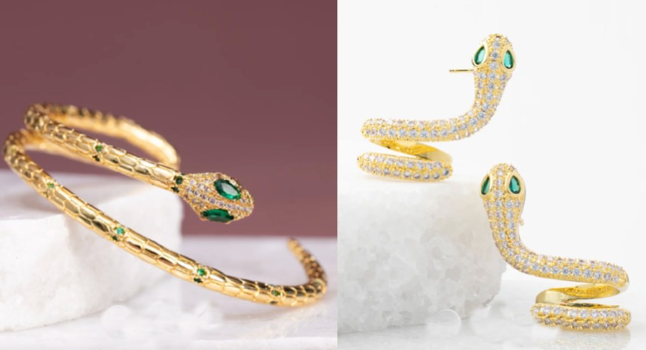 snake bracelet and snake earrings