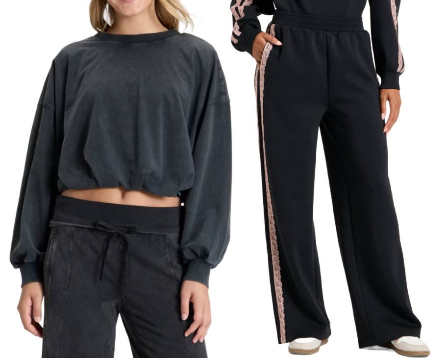women in black sweatshirt and black pants