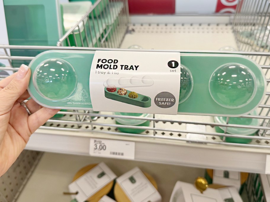 hand holding food mold tray