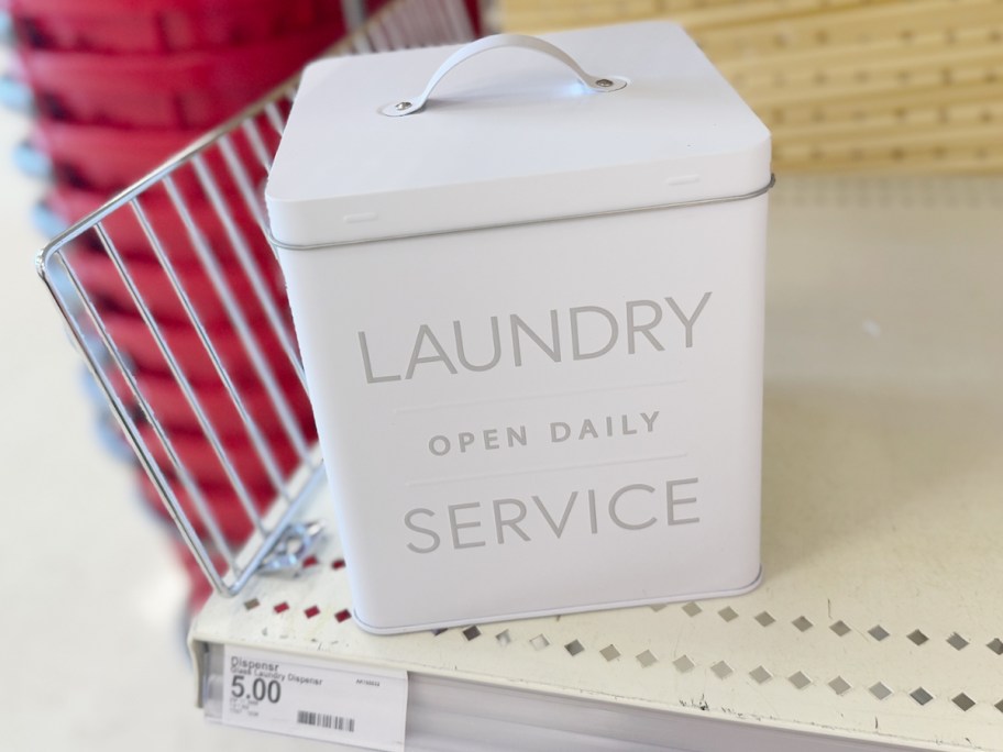 laundry service container on shelf