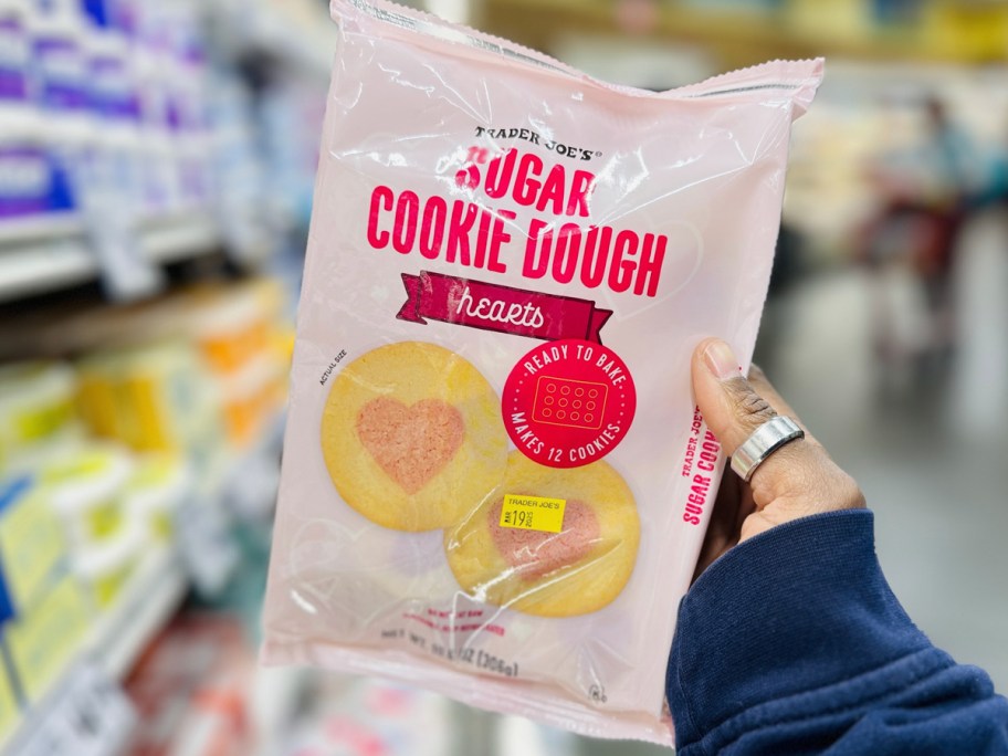 hand holding cookie dough bag