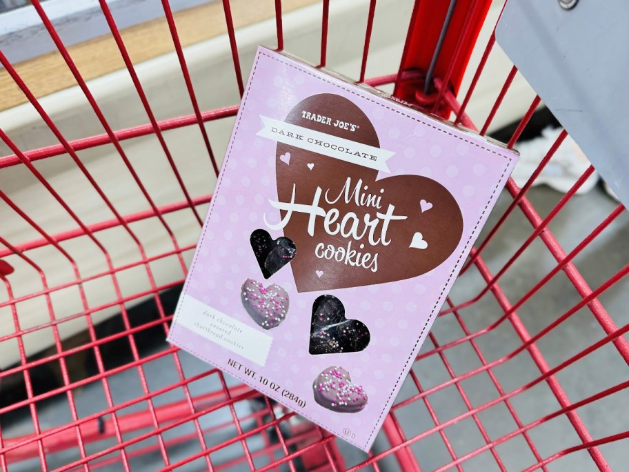 box of chocolate mini hearts in cart 